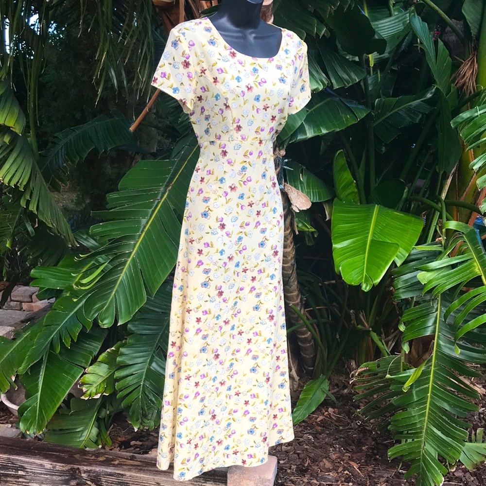 vintage floral column dress with tie back